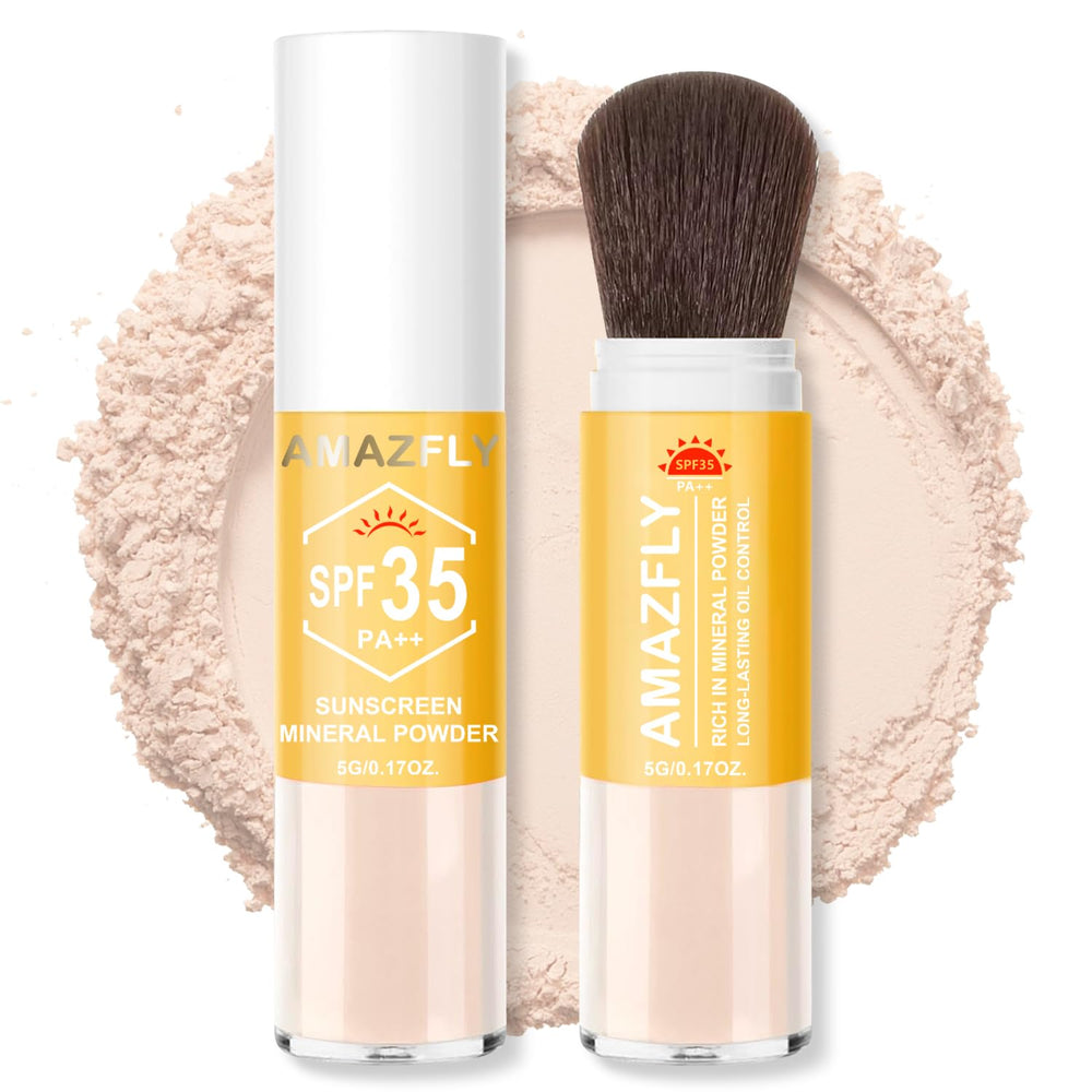 GADMLURY mineral sunscreen setting powder bottle provides SPF 35 protection for the face.