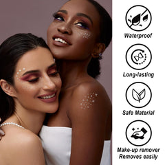 GADMLURY tatuajes faciales brillantes plata para piel suave y acabado sutil