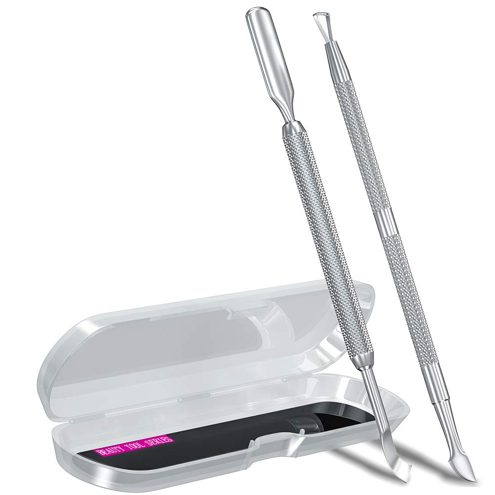 GA&amp;EN 2-piece metal cuticle pusher set for precise nail prep and cleaning