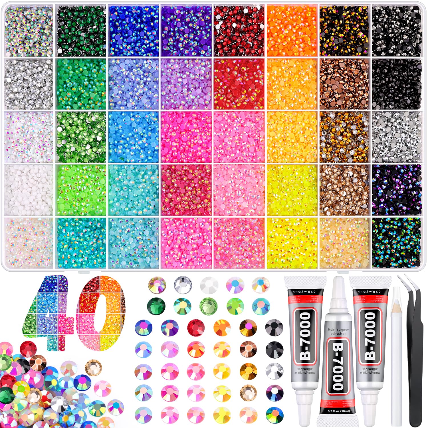 GA&EN 40,000 jelly rhinestones in a colorful mix for dazzling craft accents.