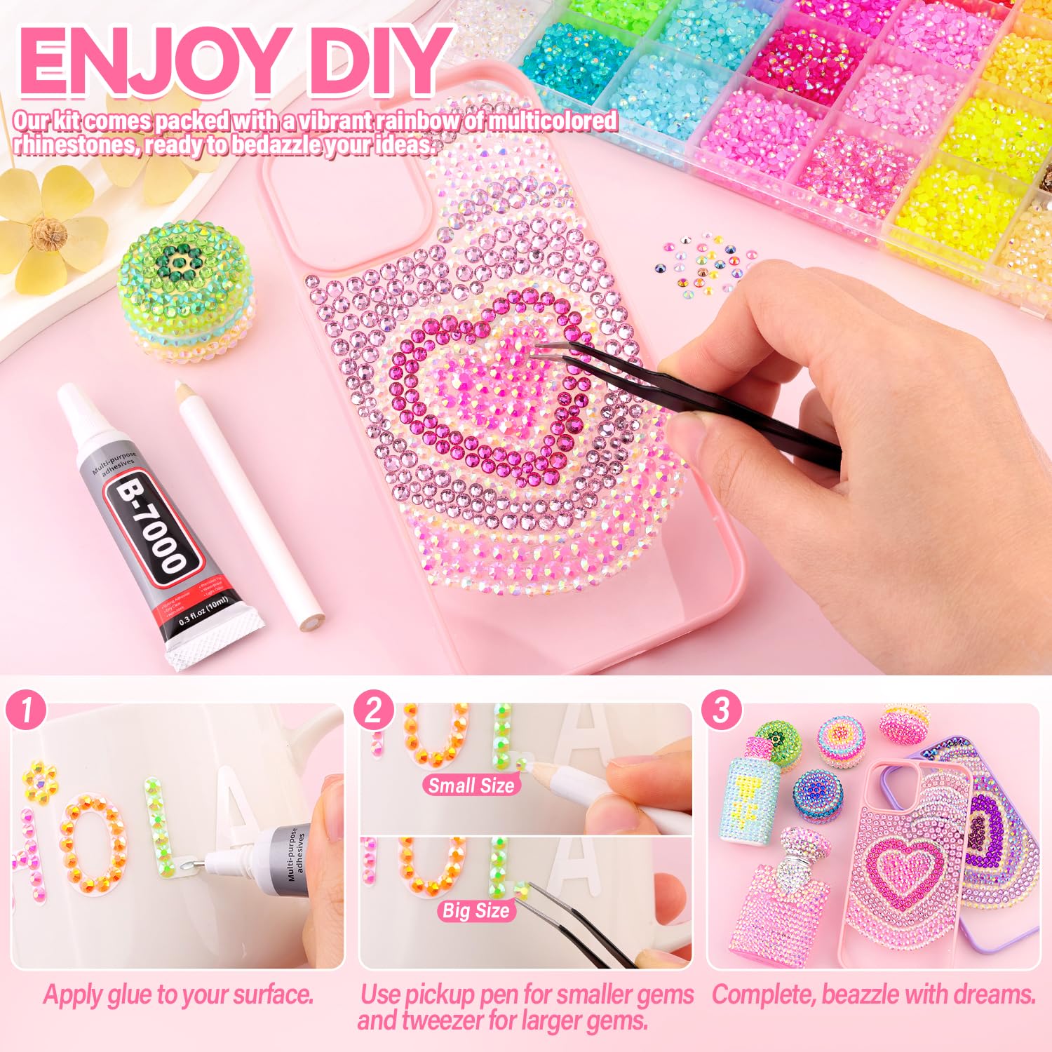 GA&EN B7000 clear glue with precision needle for clean, precise rhinestone application.