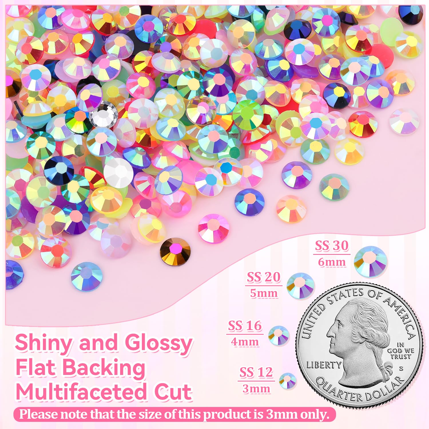GA&EN resin rhinestones with AB coating for color-shifting shine.