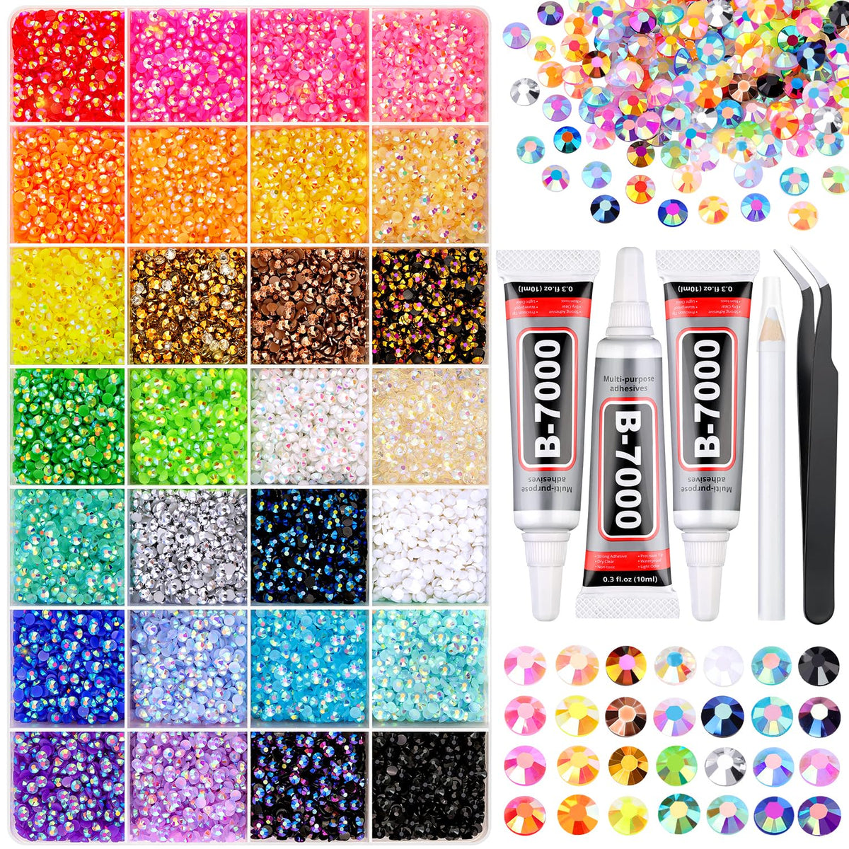 GA&EN set resinas 3mm con 34,000 cristales mixtos para tus proyectos.