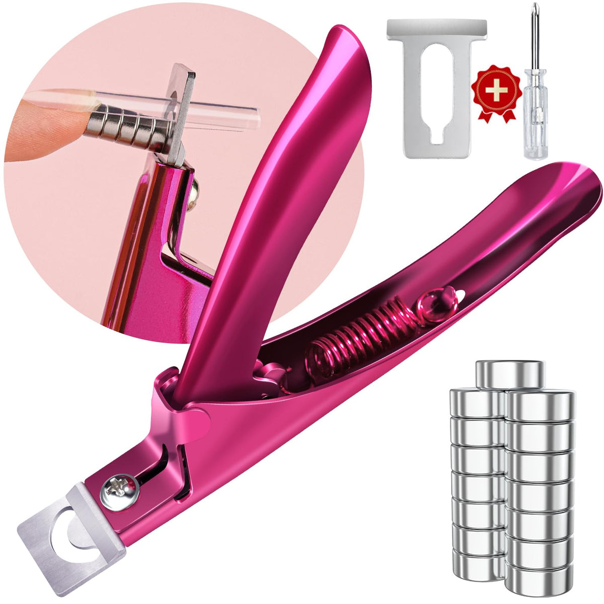 GA&EN Violet Red nail clipper with magnets for precise length.