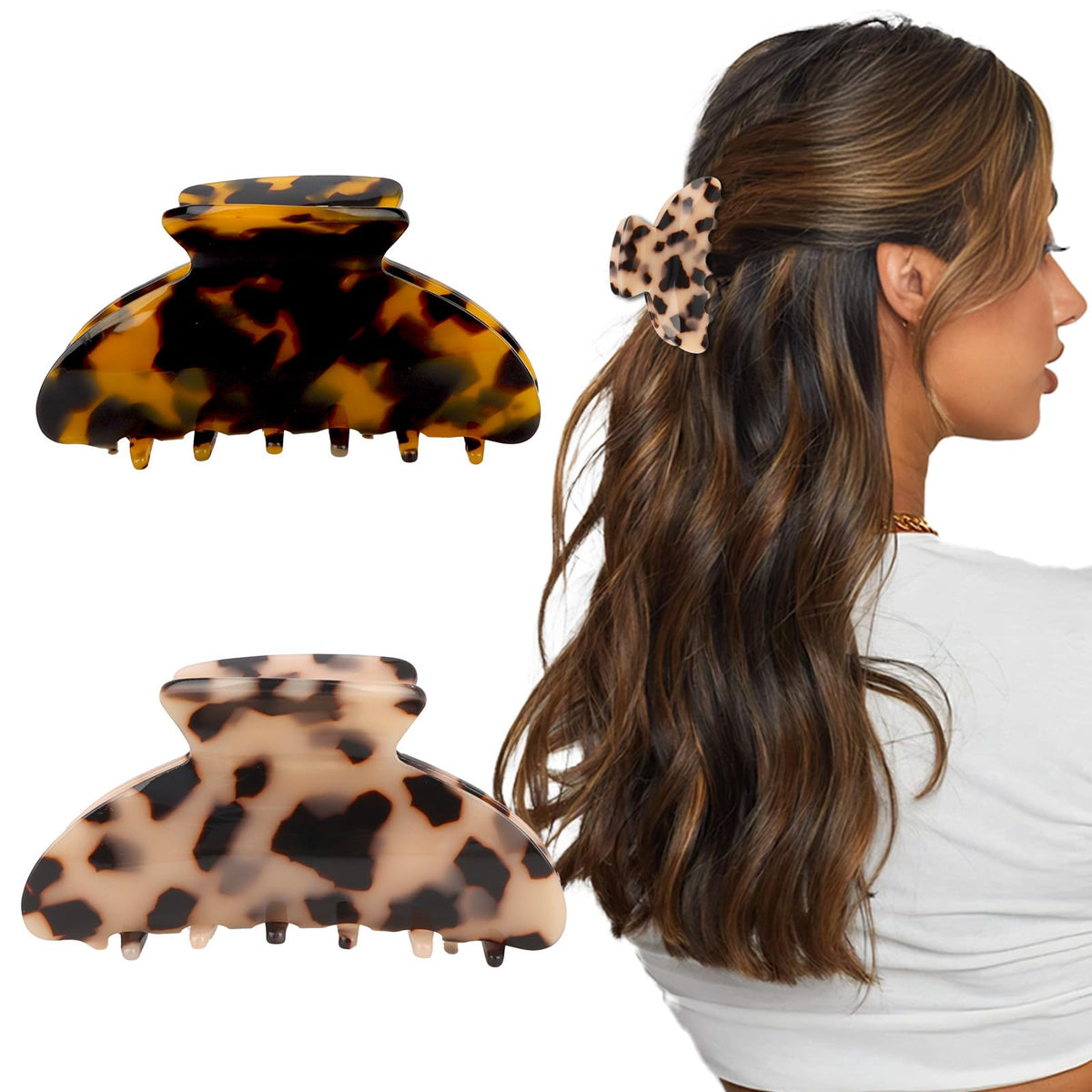 GAFATORY pinza banana tortuga frontal: sujeción estable para cabello fino.