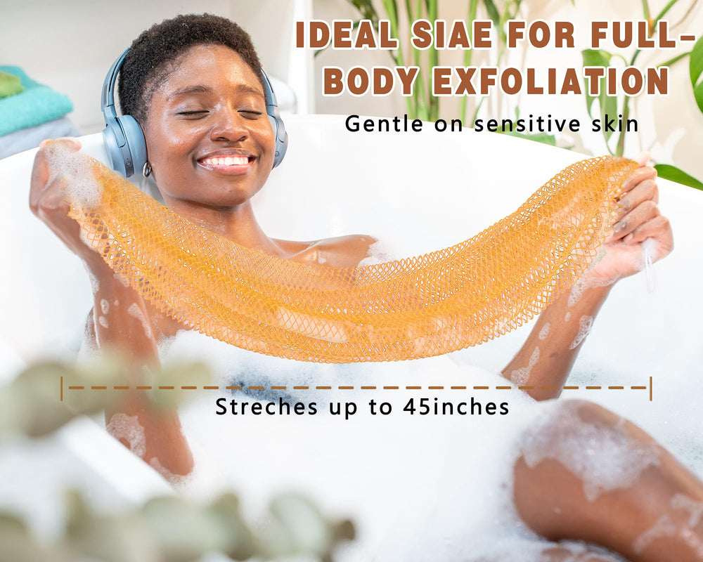 Gainlove African net sponge with fine-knit exfoliation for smooth skin.