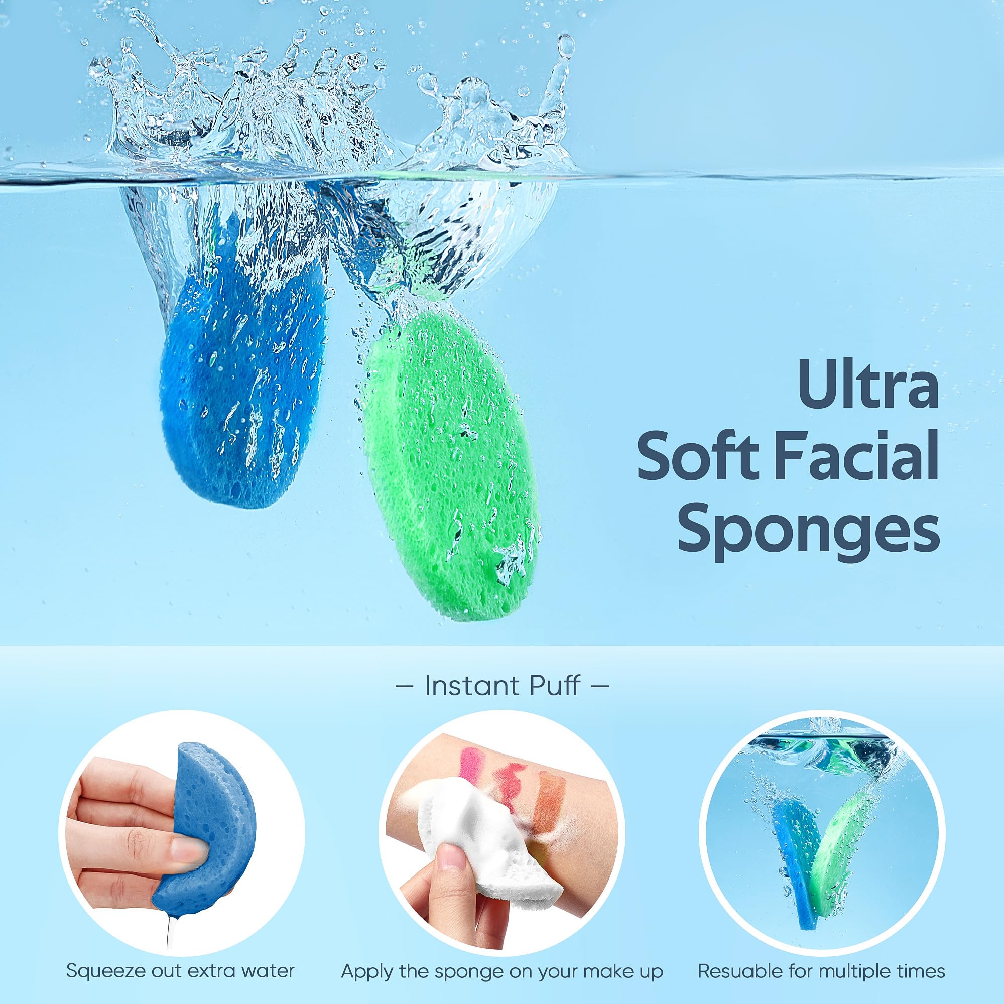 Gainwell 50-colored sponges green pack ideal for exfoliating and cleansing routines.