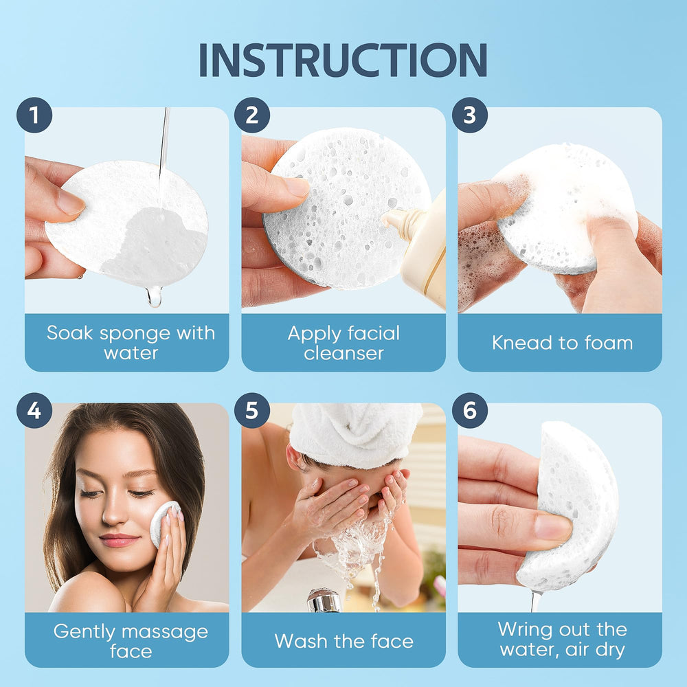 Gainwell 50-colored sponges white pack suited for sensitive skin cleansing.