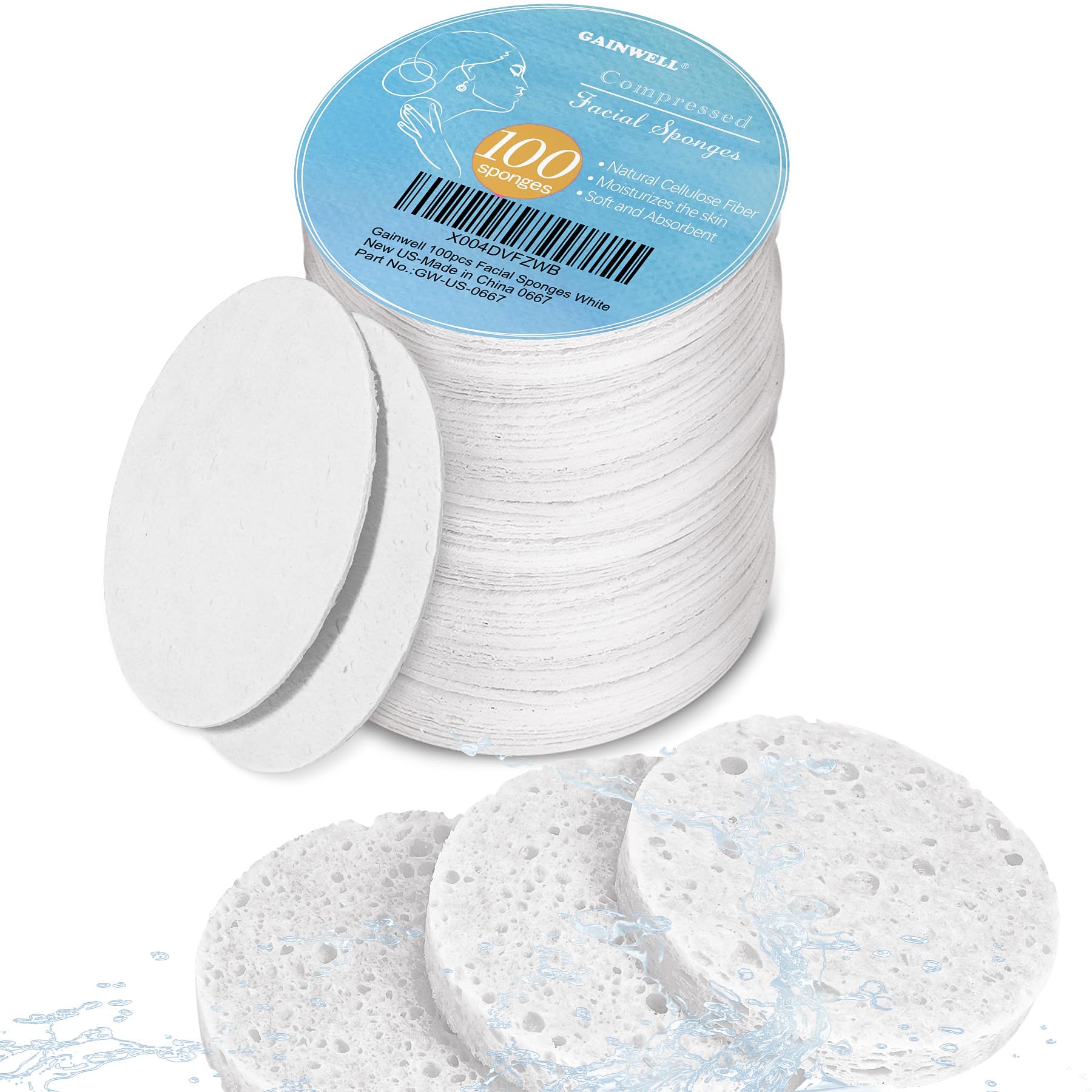 GAINWELL compressed facial sponges pack for travel cleansing with spa-quality results.