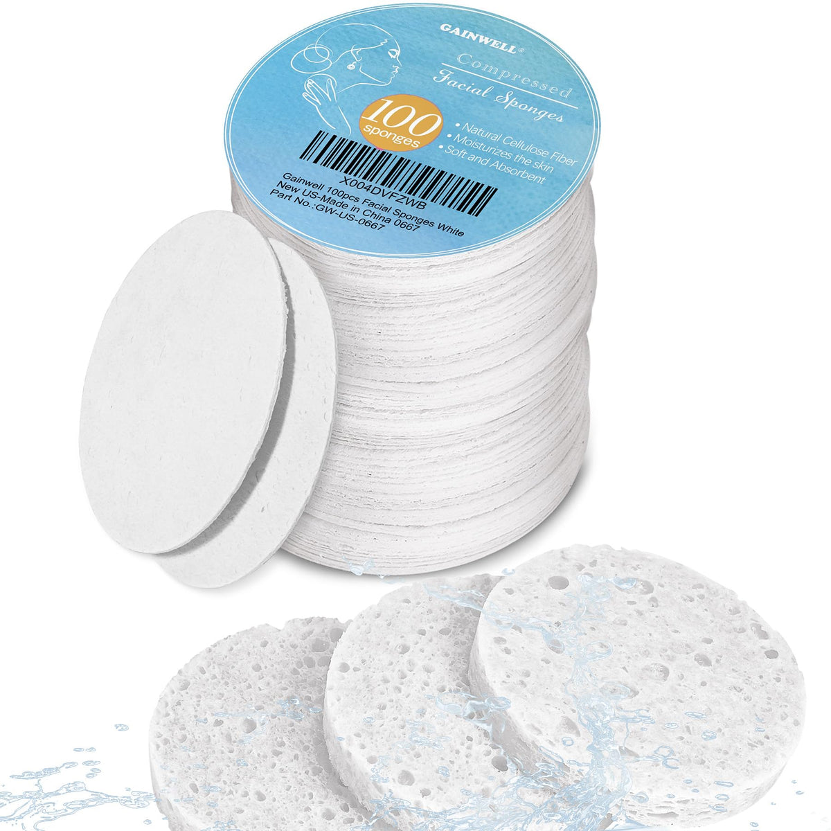GAINWELL compressed facial sponges pack for travel cleansing with spa-quality results.
