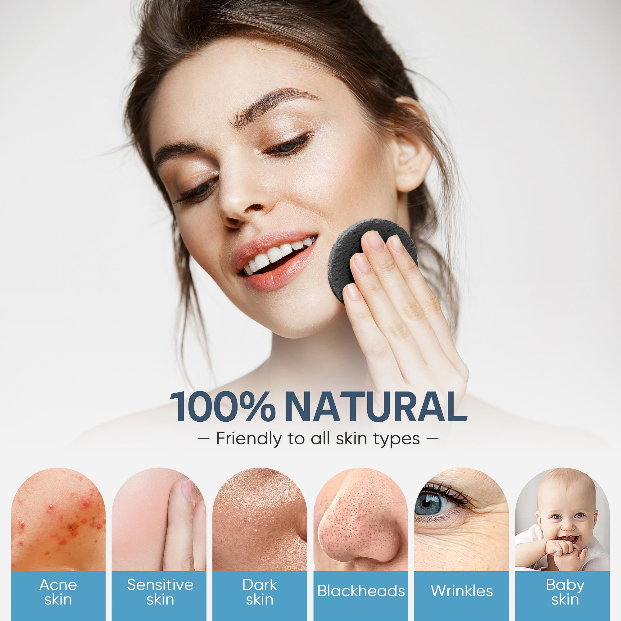 GAINWELL makeup removal with black sponge, gentle cleansing