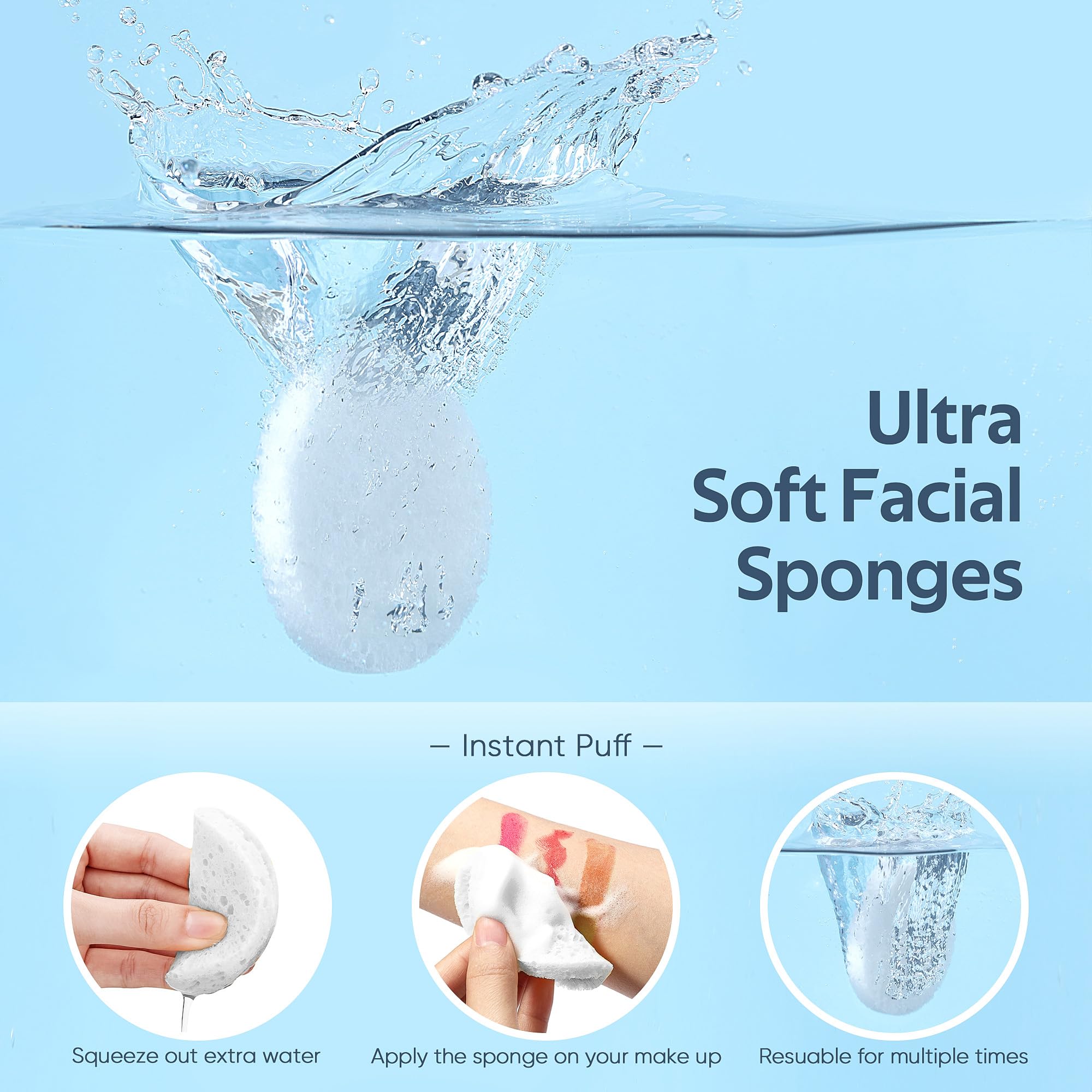 Gainwell soft white cellulose face sponge texture aids delicate skin care.