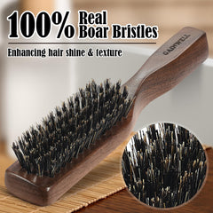 GAINWELL Wild Boar Bristle Hair Brush bristles closeup highlighting stiff bristles for quick glide