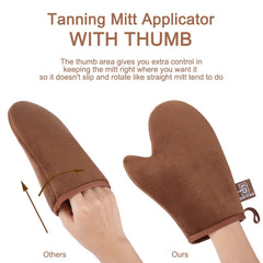 GAIYAH self tanning mitt with reinforced stitching for long-lasting durability.