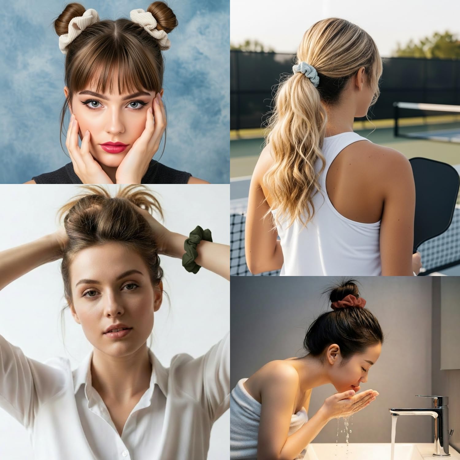 GALAGLIMMER Scrunchies de algodón con diseño sin pliegues evita marcas.