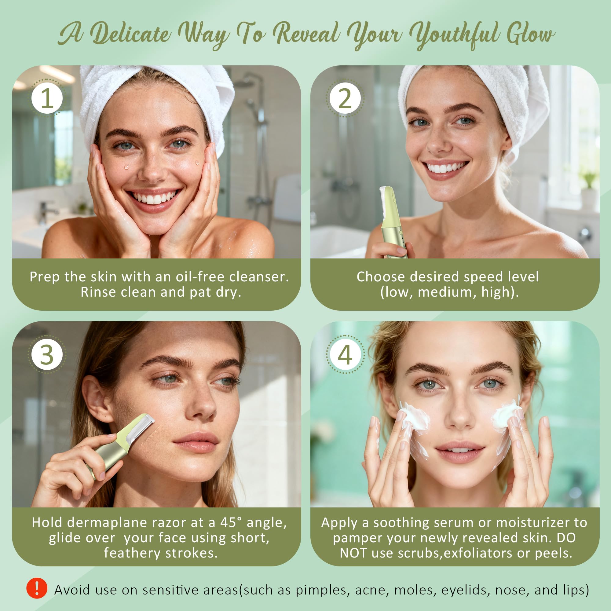 Galtxen dermaplane razor removing peach fuzz for smoother makeup base