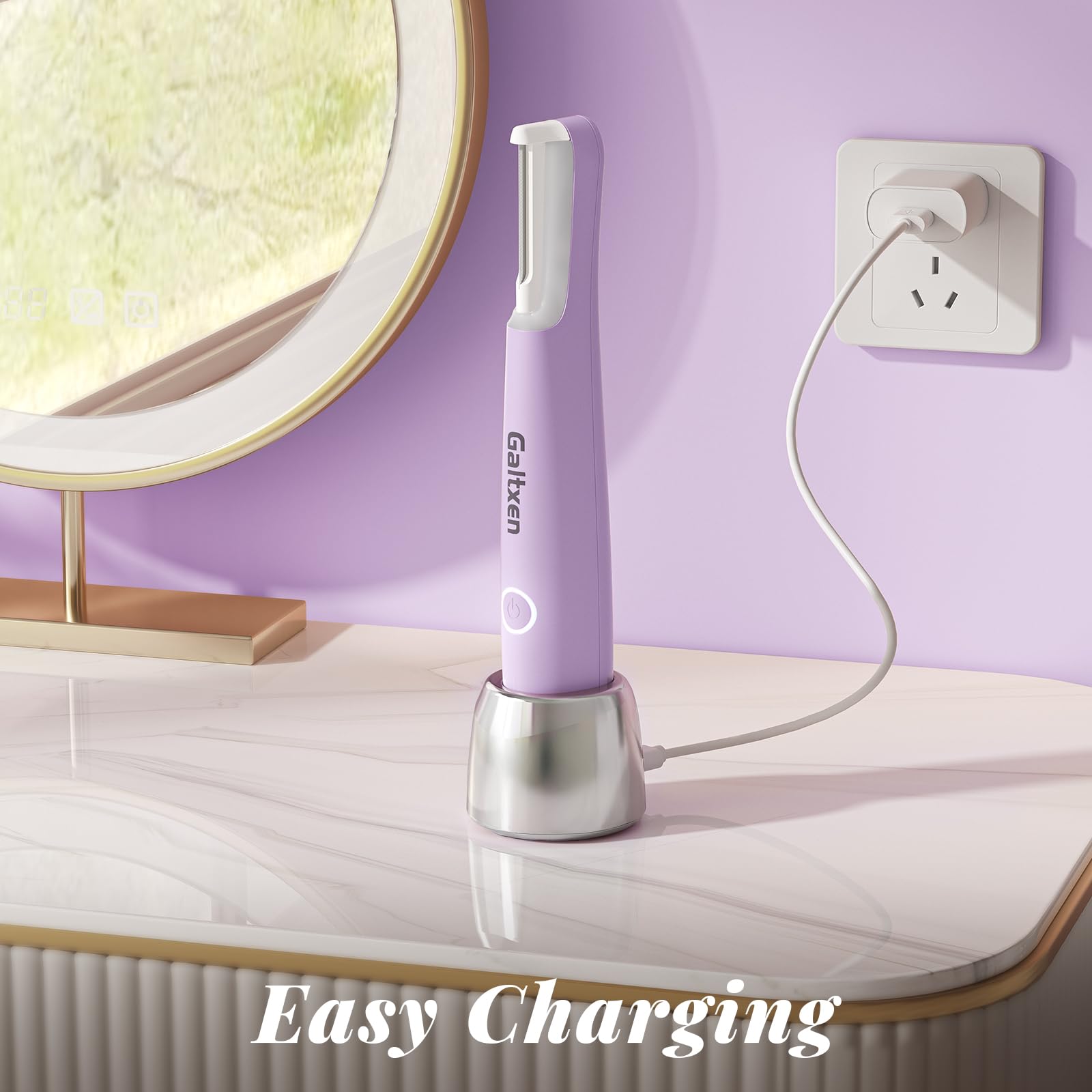 Rechargeable Galtxen dermaplaning device charging port for cordless use