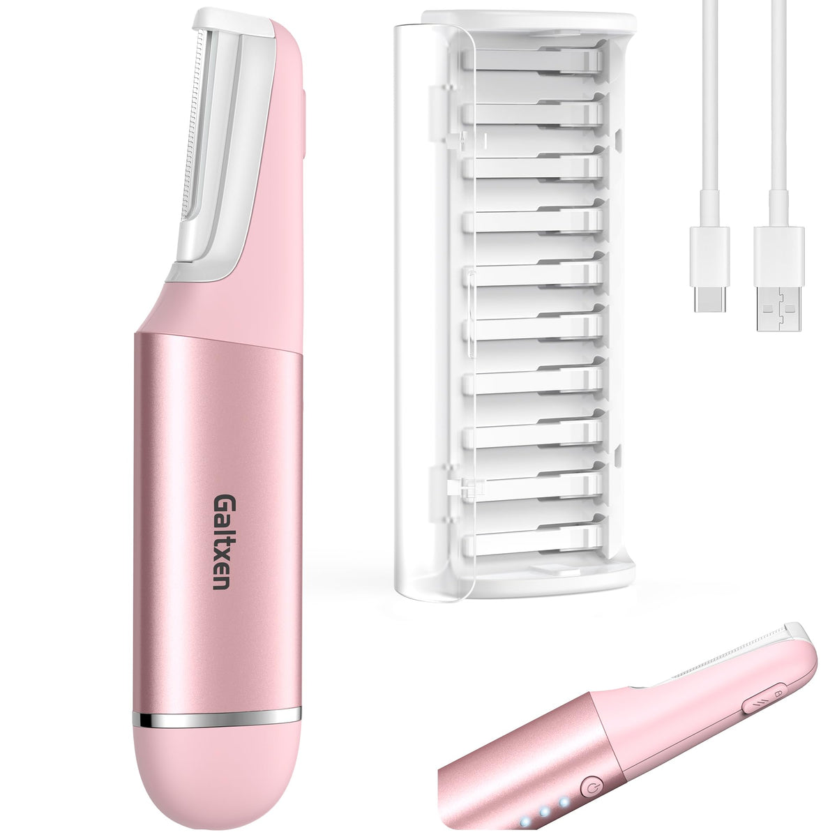 Galtxen Sonic Dermaplane Razor pink handle close-up for gentle exfoliation