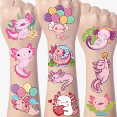 Tatuajes axolotl Gameza en rosa para decorar fiestas