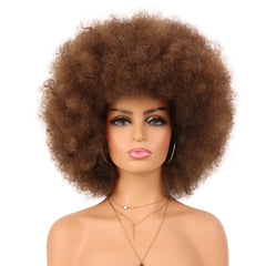 G&T Wig 70s Afro Puff in mixed brown offers a natural daily look