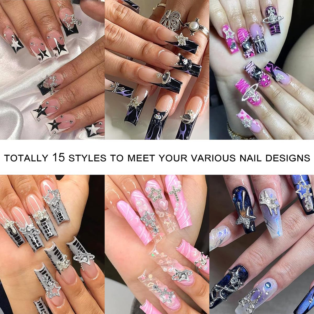 Ganepwns metal-base nail charms with 3D designs ready for quick application