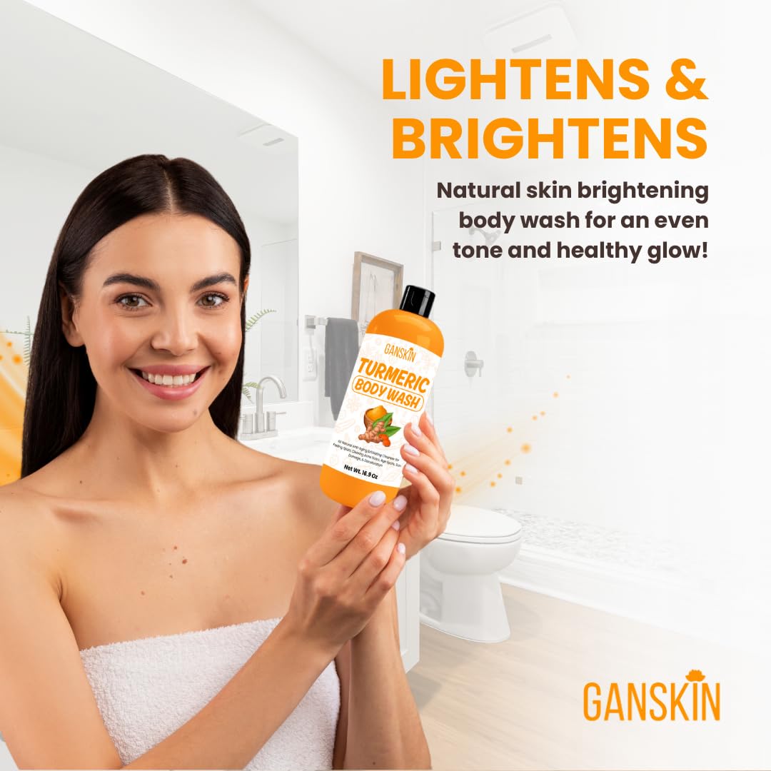 Shower scene using Ganskin turmeric wash for daily cleansing
