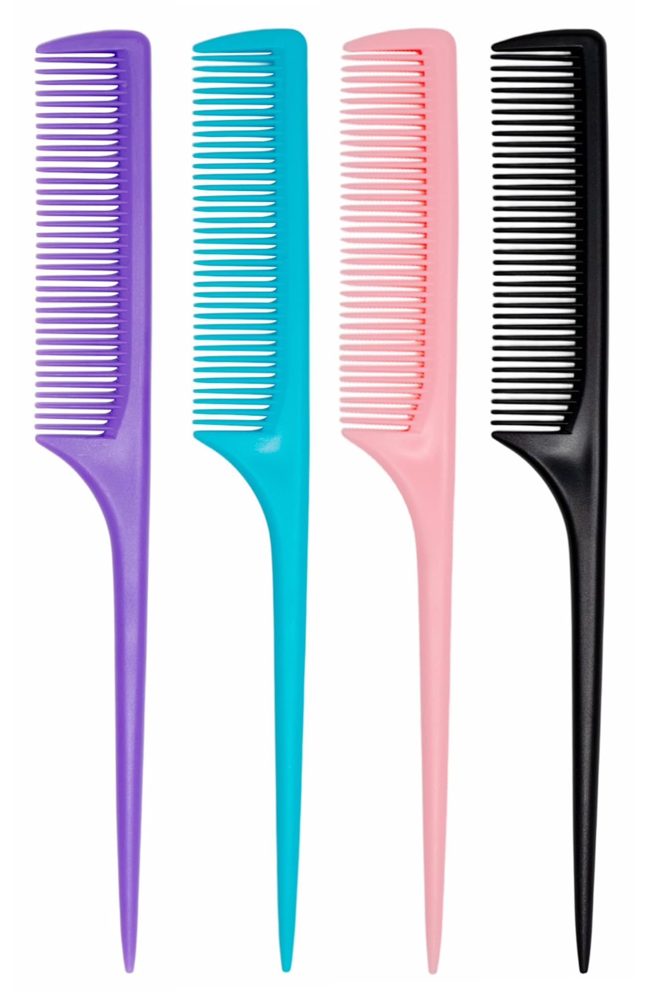 GAONSWOE rat-tail comb set packaging, durable PP plastic for everyday styling.