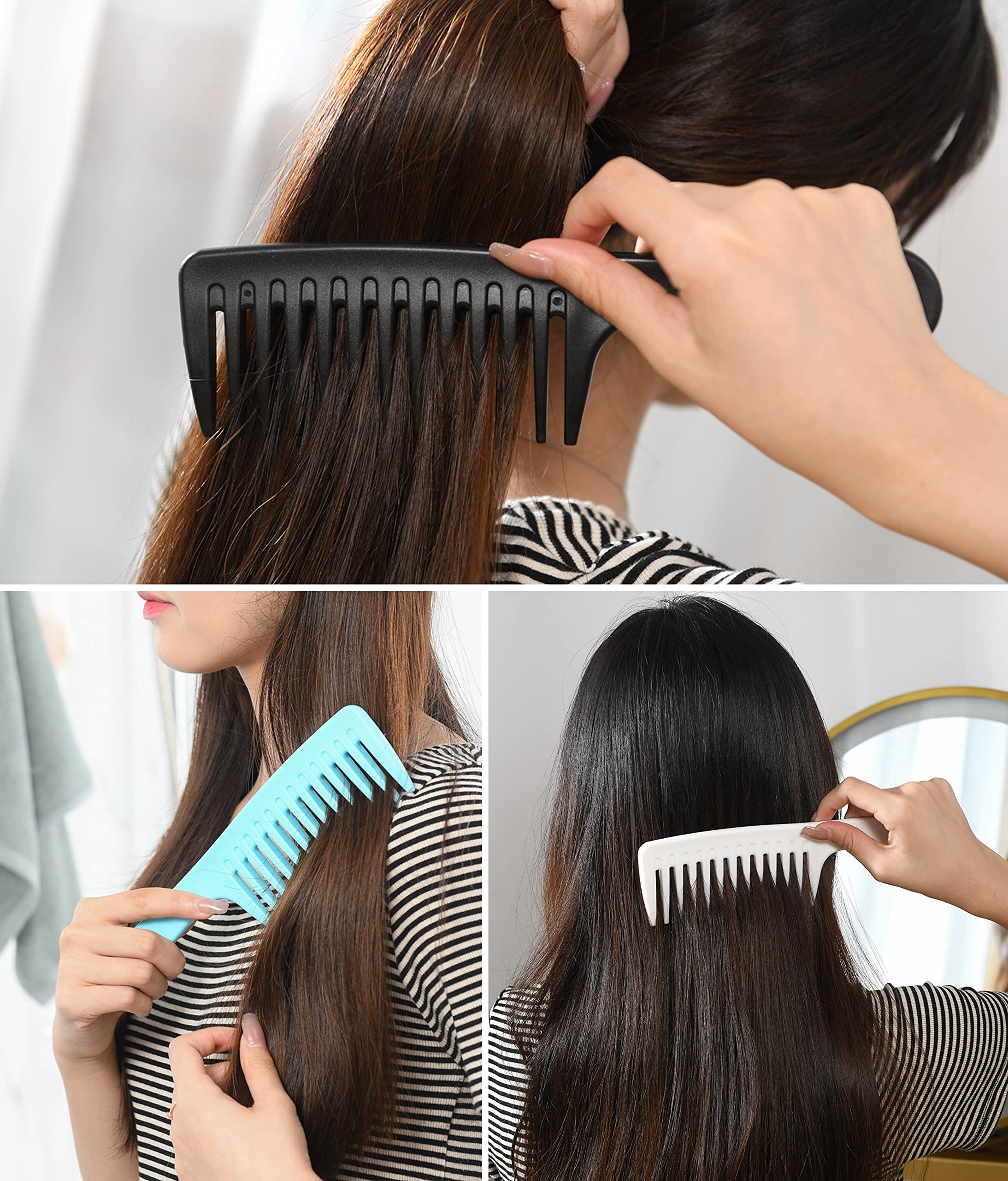GAONSWOE wide tooth comb designed for curly hair during styling.