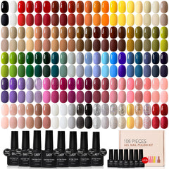 GAOY 108 Pcs Gel Nail Polish Set color palette showcases all-season shades for DIY manicures