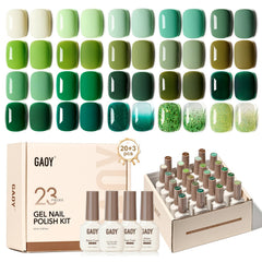 GAOY 23 piezas kit gel esmalte con tonos verde brillo para uñas brillantes en casa