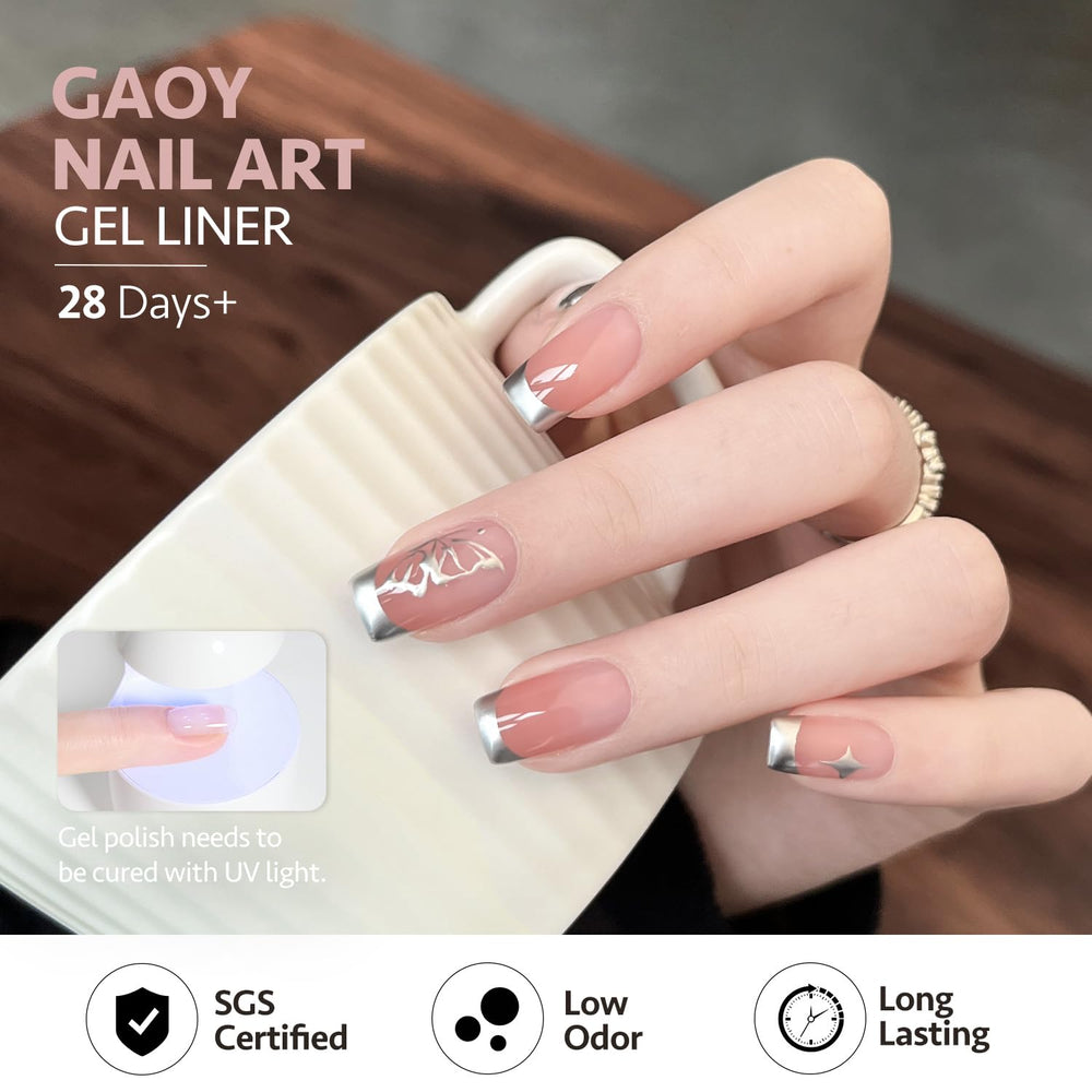 GAOY 3D mirror chrome finish close-up highlighting reflective shine for statement nails.