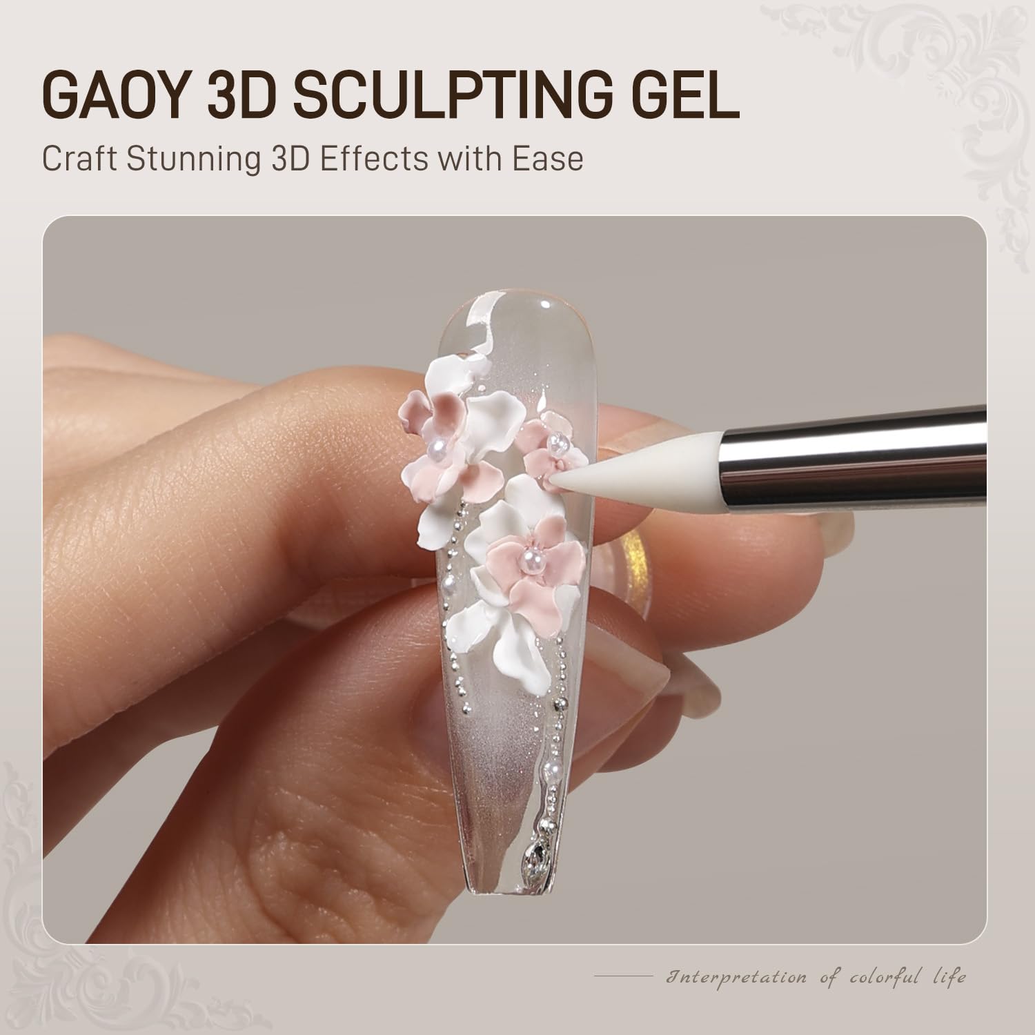 GAOY arte uñas 3D facilita modelado detallado en uñas.