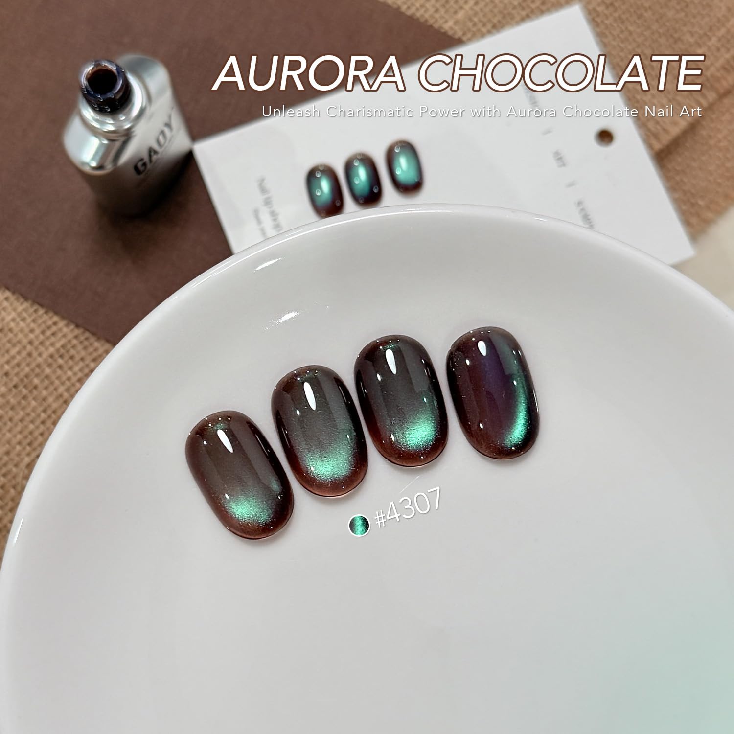 GAOY Aurora Chocolate gel with magnet creates customizable cat-eye patterns at home.