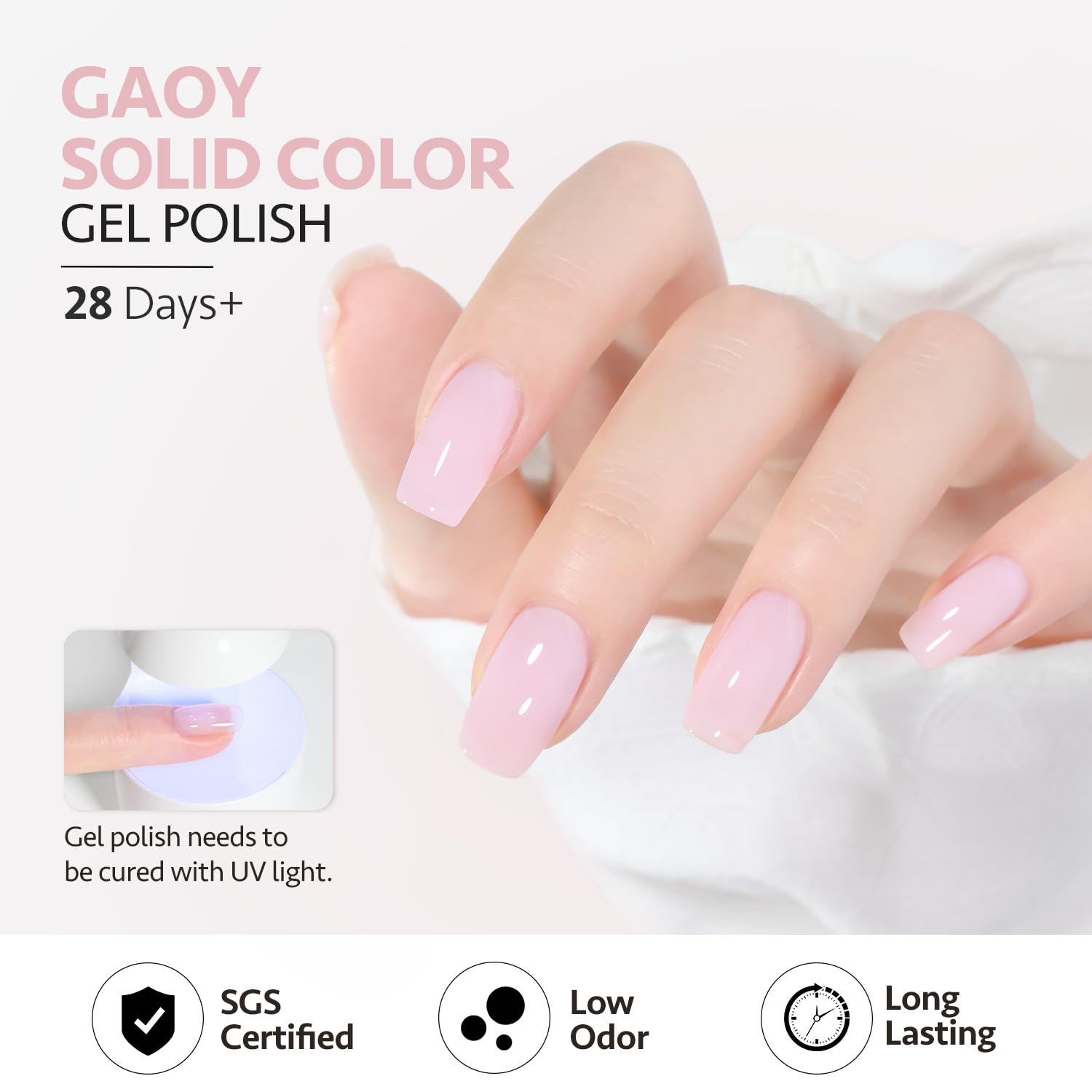 GAOY Baby Pink gel polish removal-ready kit setup for easy soak-off.