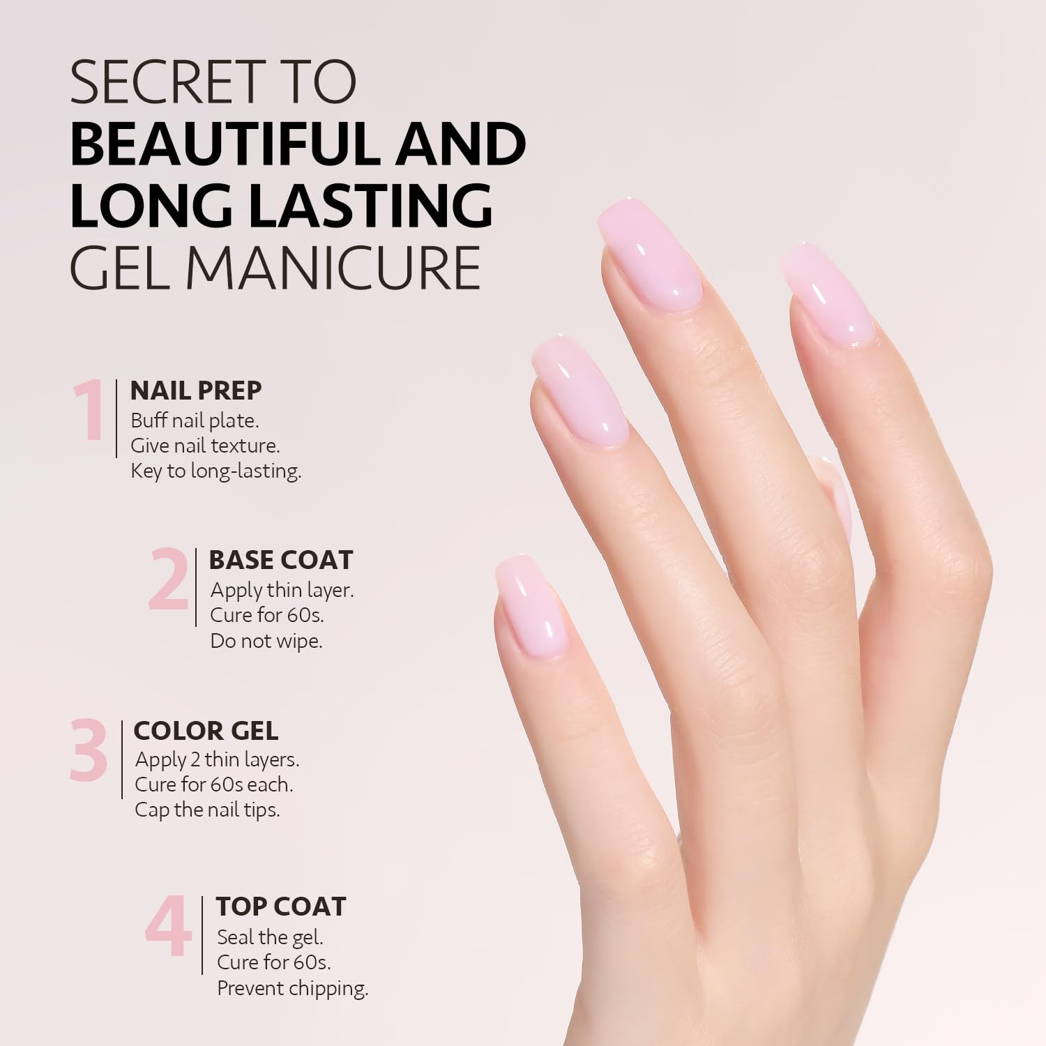 GAOY Baby Pink gel polish under UV lamp preview for quick cure.