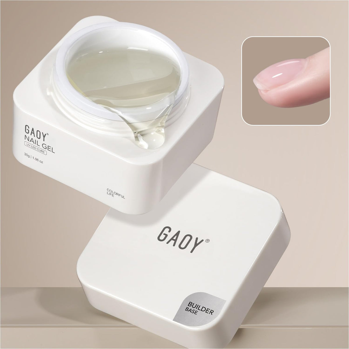 GAOY base builder botella transparente para uñas más firmes.