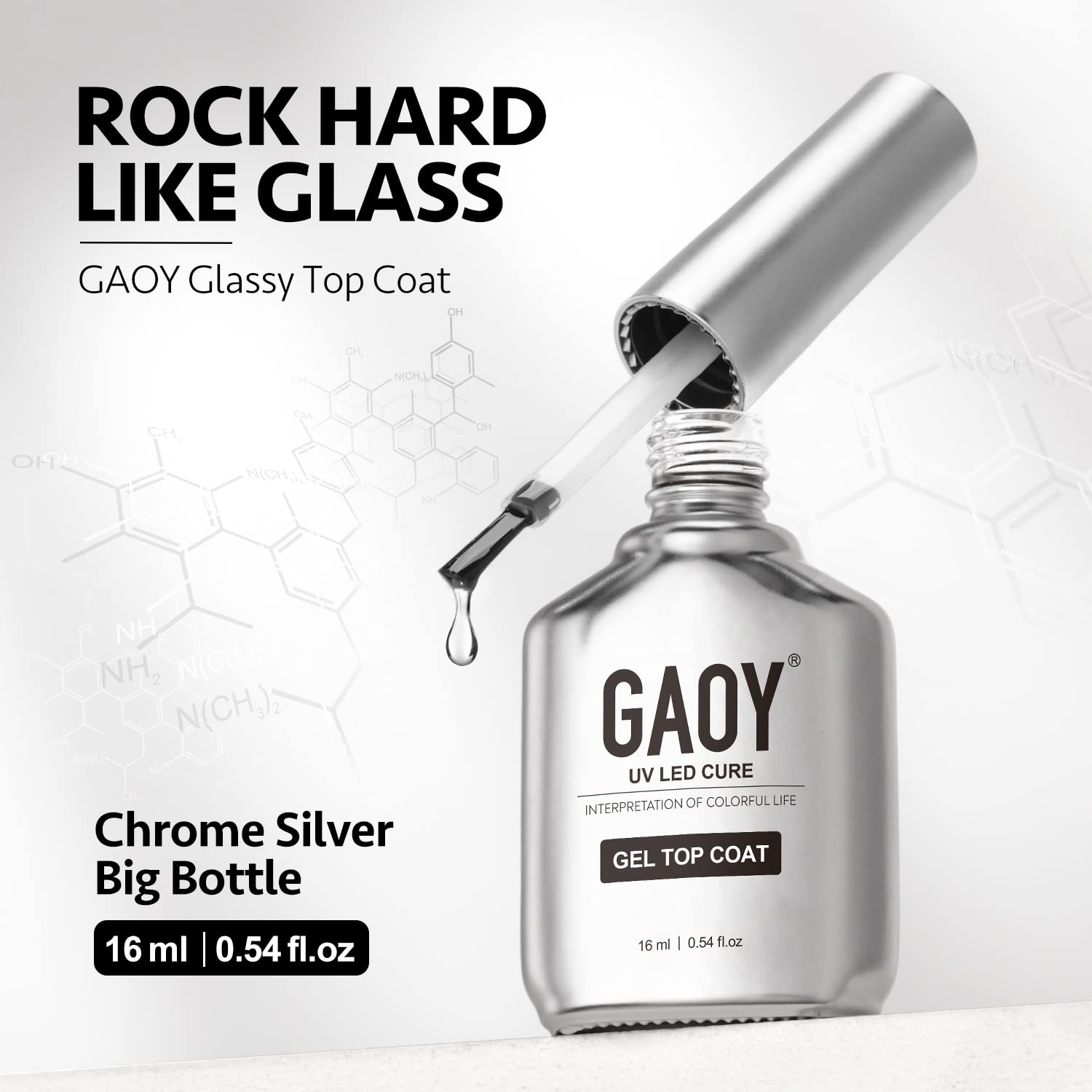 GAOY base coat 16ml bottle with chrome-like design for smooth adhesion