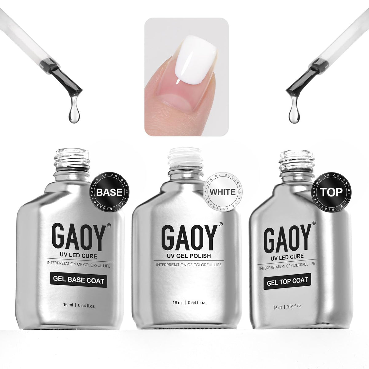 GAOY Base Coat bottle 16ml with durable adhesion and smooth base layer.