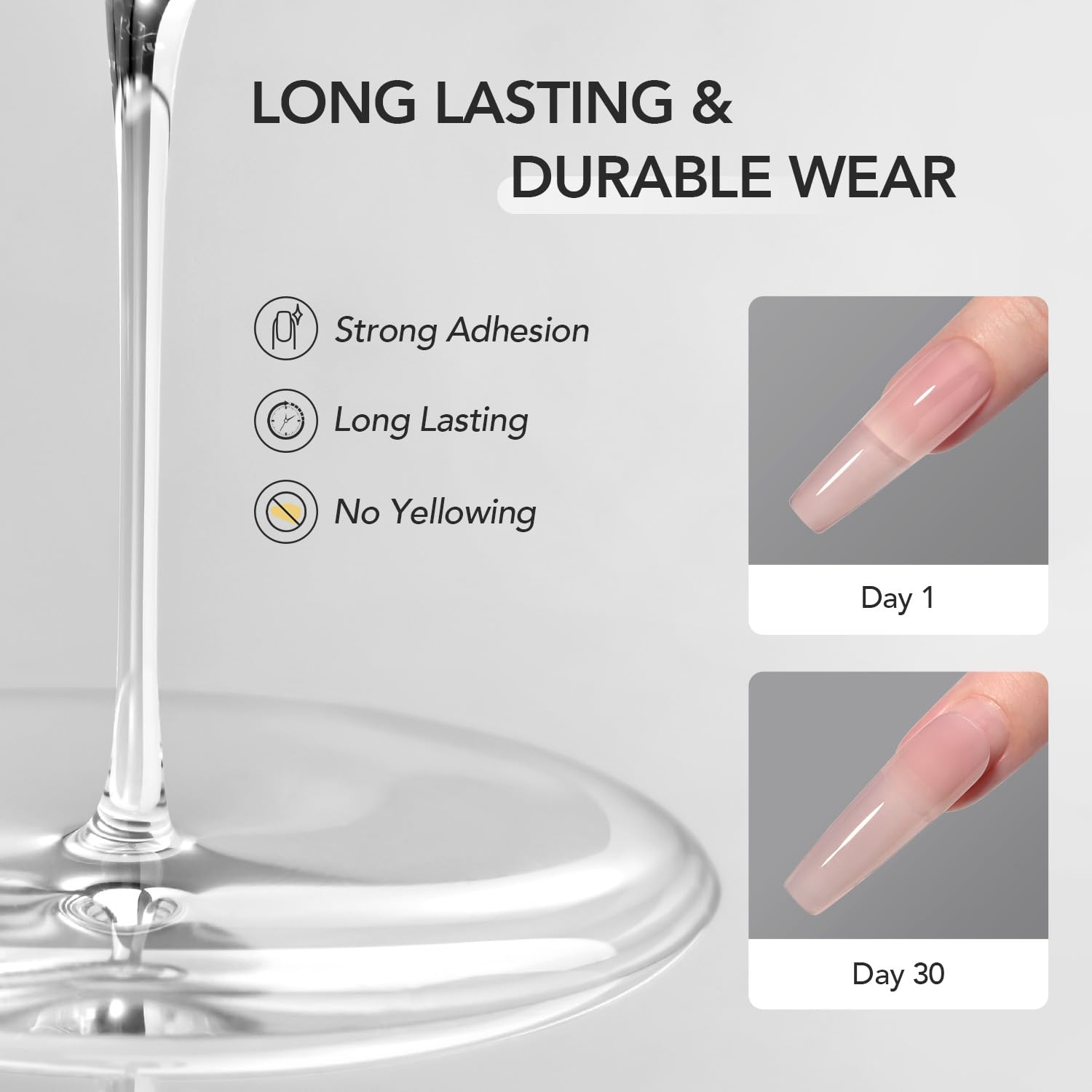 GAOY base gel: capa base para un acabado duradero en uñas artificiales.