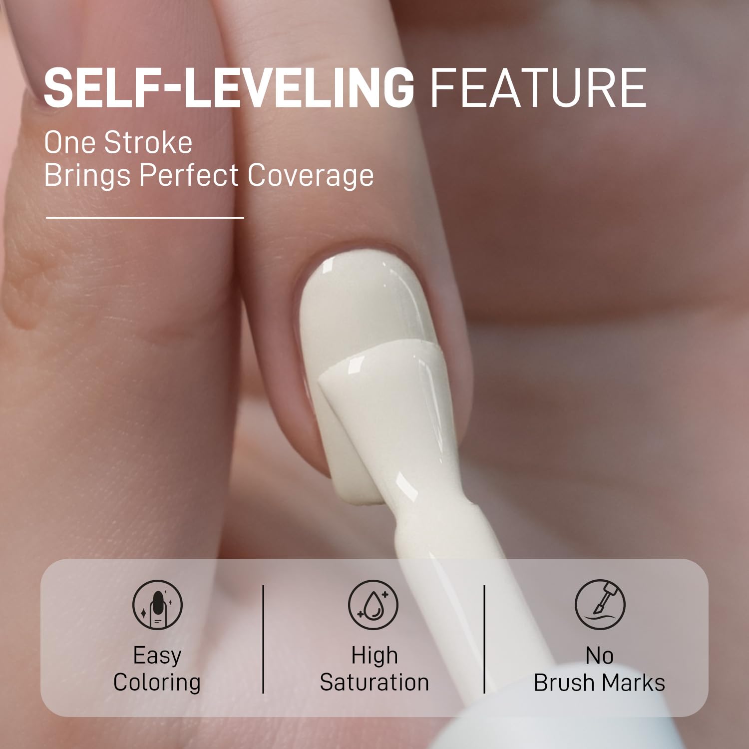 GAOY beige white gel nail polish flat brush head for precise application and neat edges.