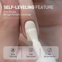 GAOY beige white gel nail polish flat brush head for precise application and neat edges.