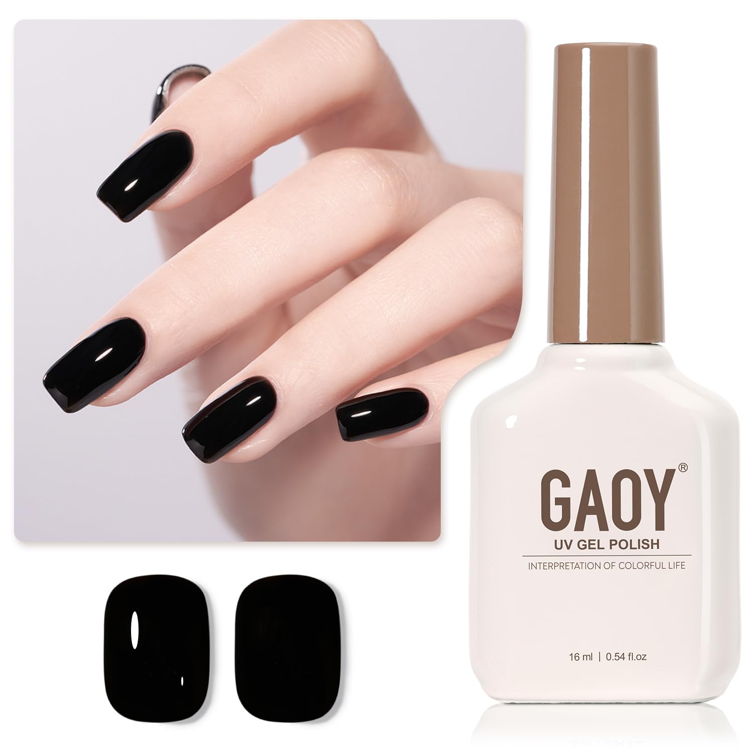 GAOY Black Gel Nail Polish 1001 bottle for at-home color and durability