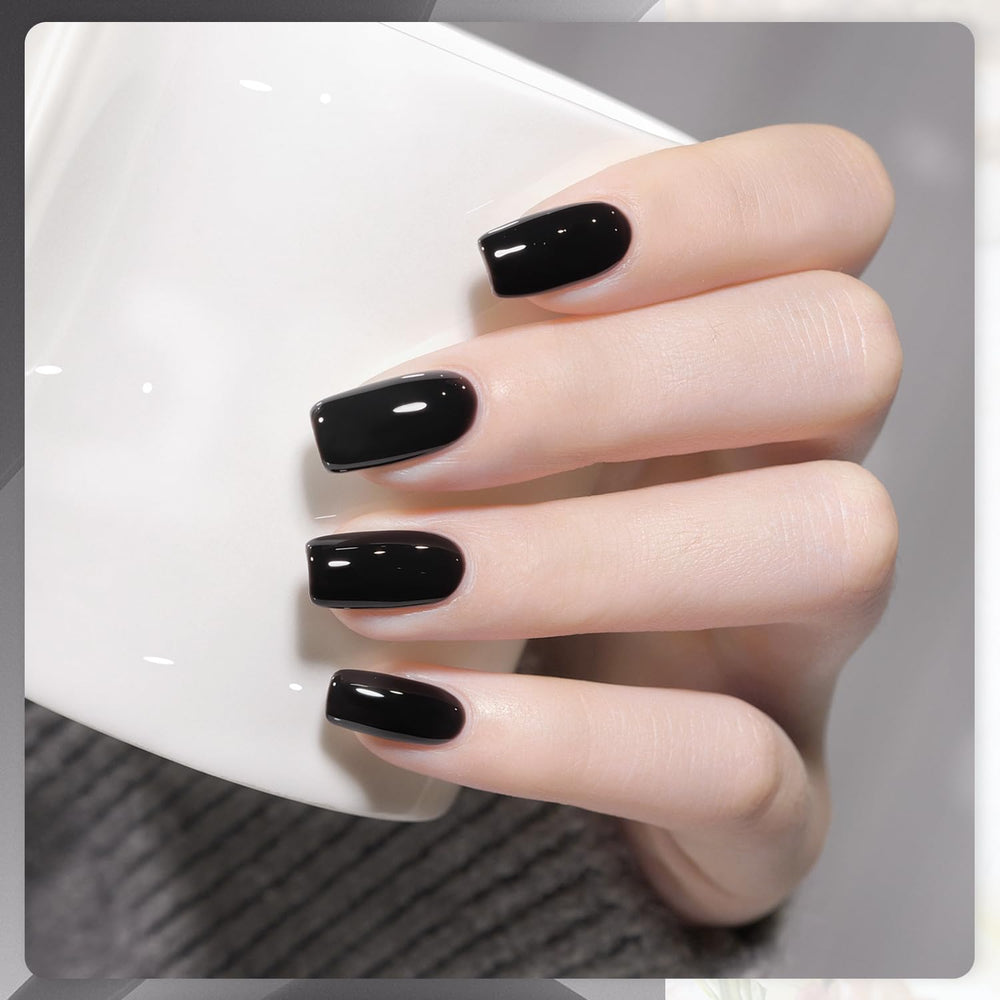 GAOY 1001 color swatch shows deep black gel finish and shine