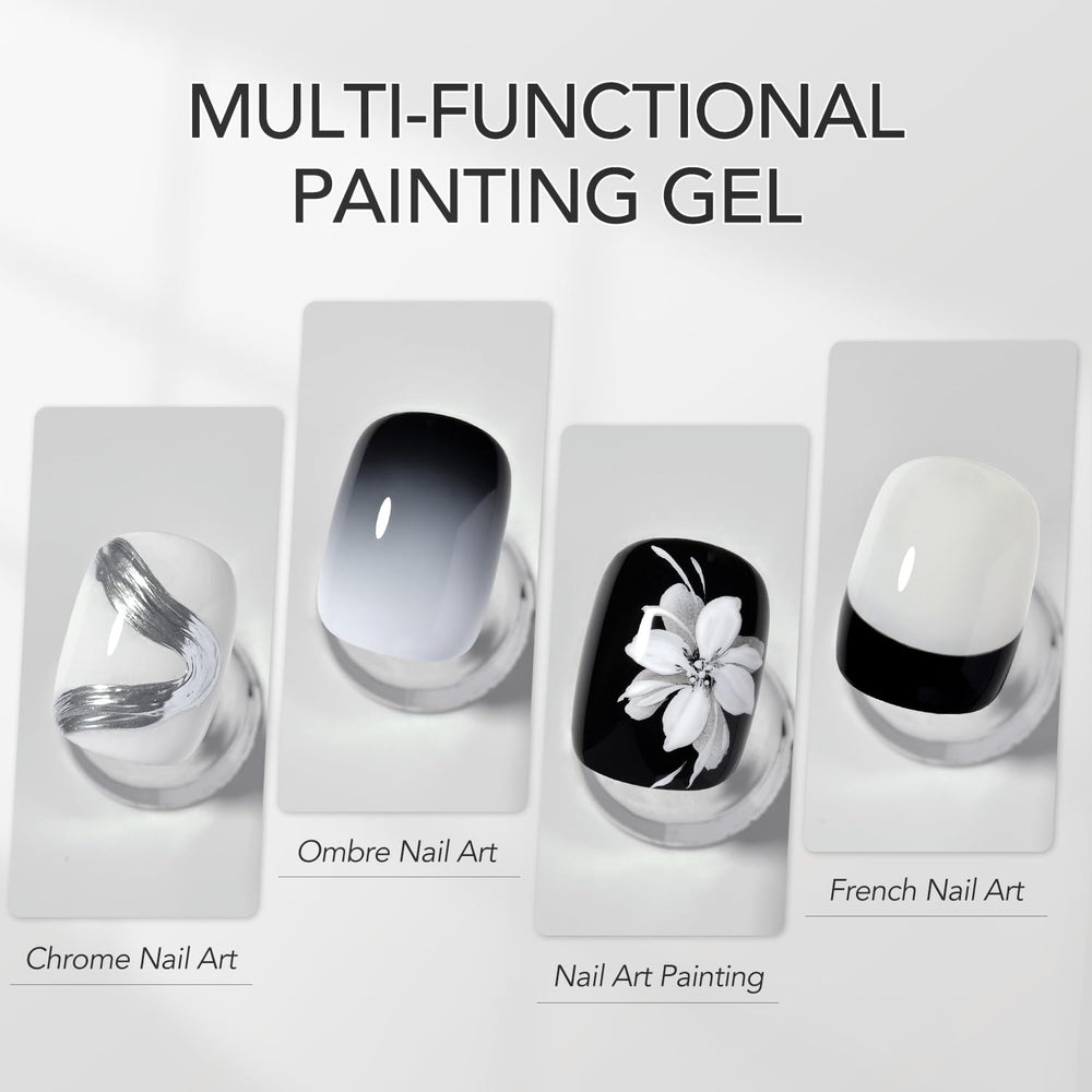 GAOY Black & White painting gel floral designs with smooth application