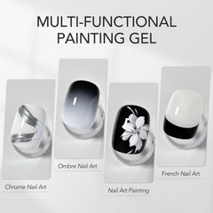 GAOY Black & White painting gel floral designs with smooth application