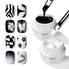 GAOY Black & White painting gel lines for crisp nail detailing