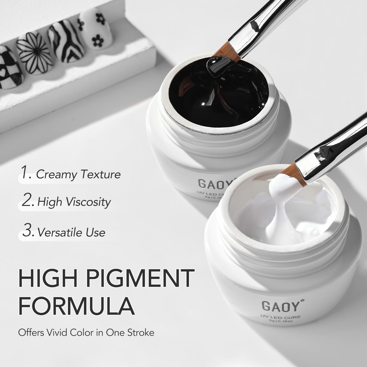 GAOY Black & White gel for micro 3D art and transfers