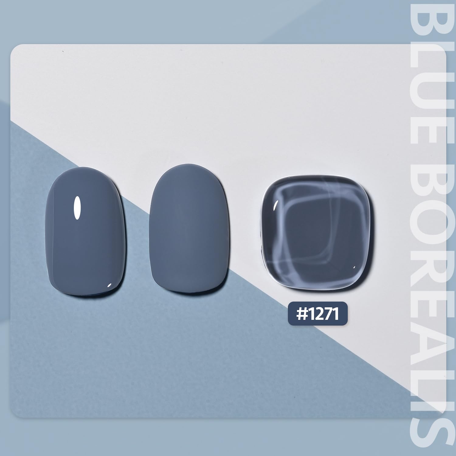 GAOY Blue Borealis swatches show two-layer color for a rich, even finish.