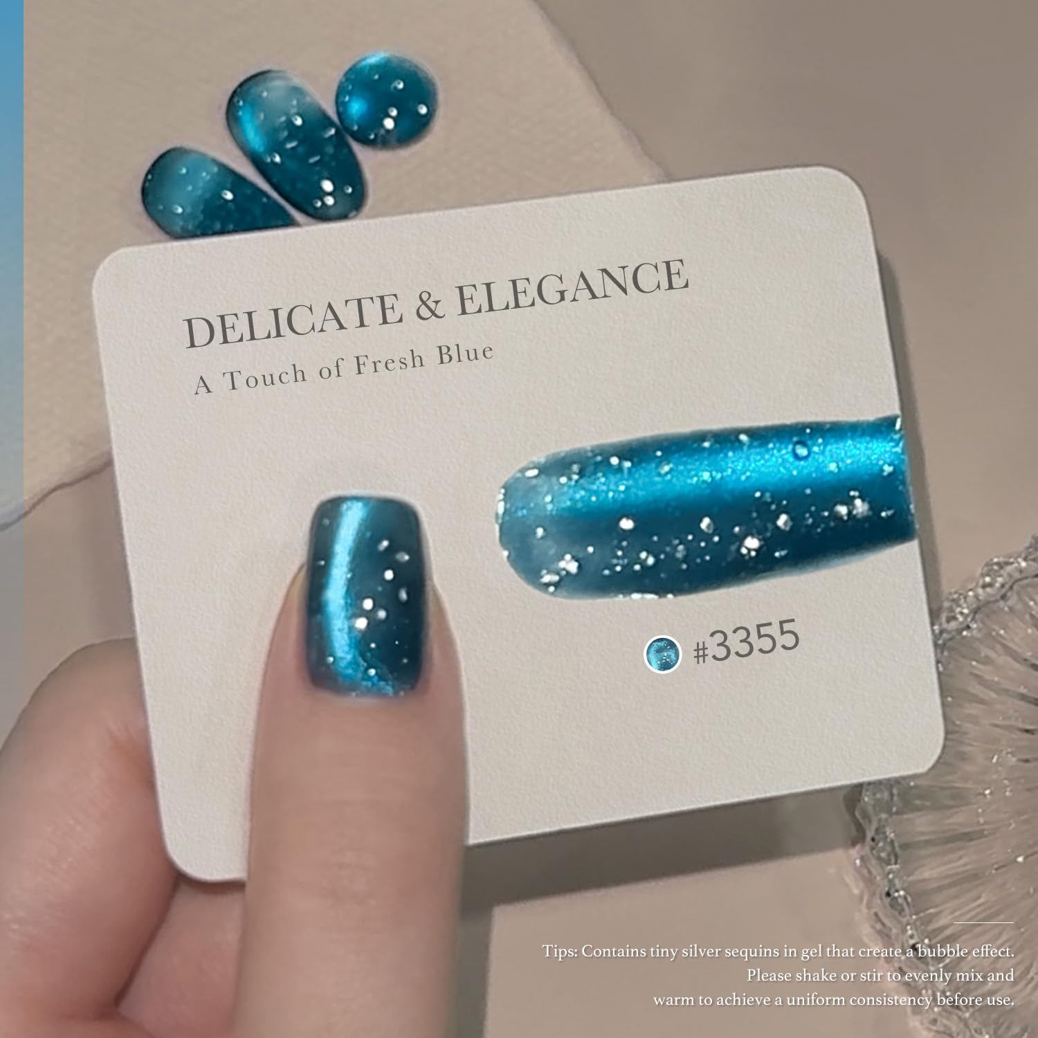 GAOY swatches displaying jelly holographic finish and bubbles