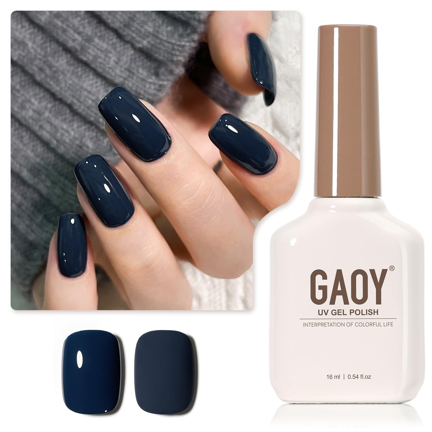 GAOY blue gel nail polish 16ml bottle ready for long-lasting at-home manicure.